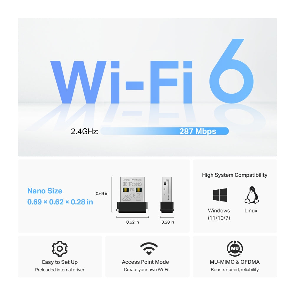AX300 Nano Wi-Fi 6 Wireless USB Adapter